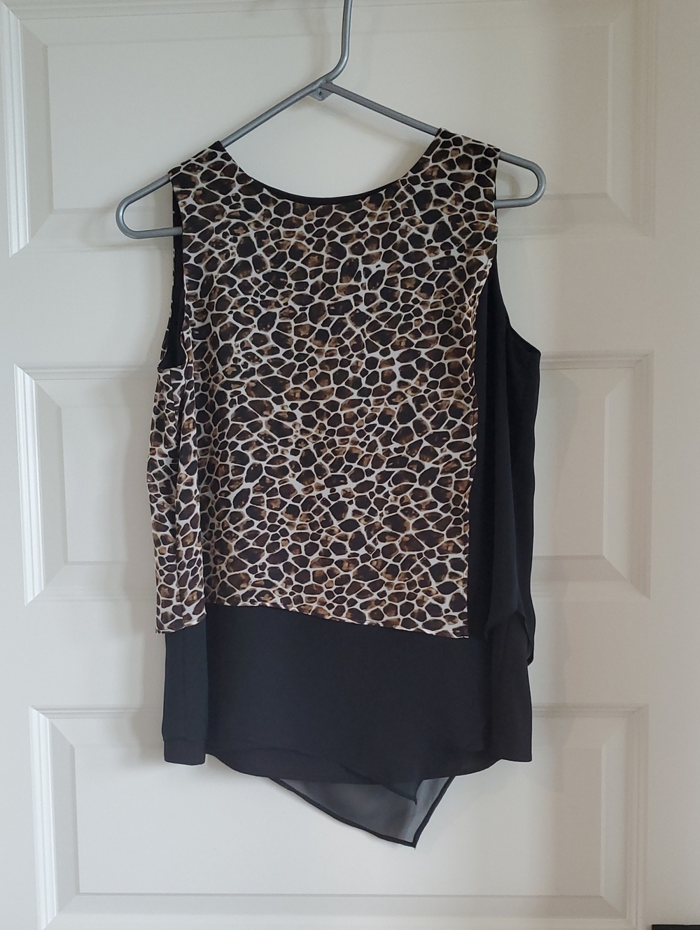 Calvin Klein Black and Brown Animal Print Layered Camisole